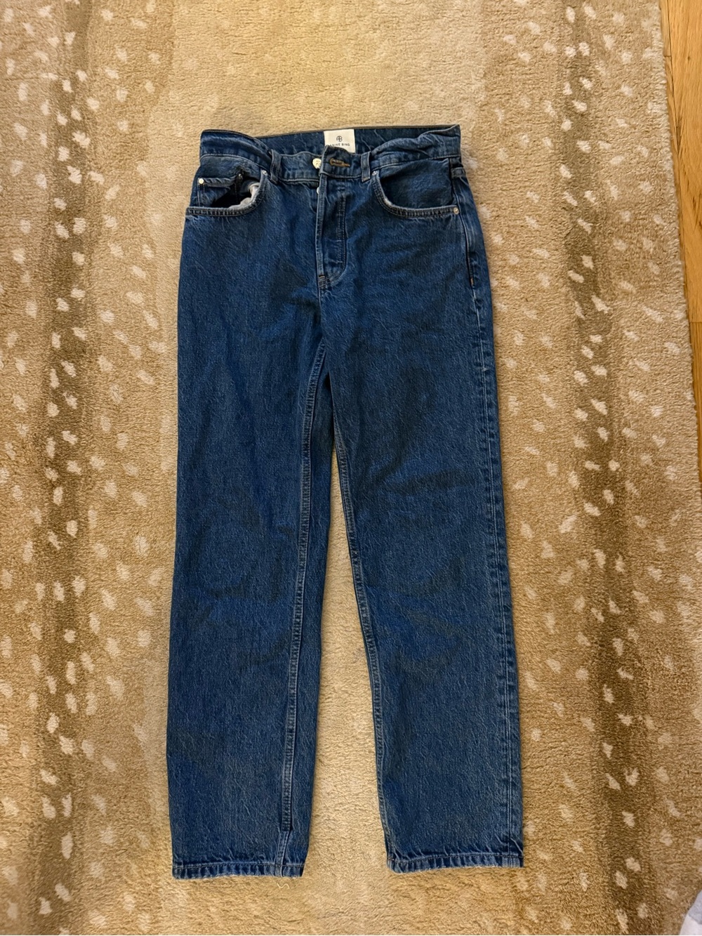 Anine Bing Dark Blue High-Rise Cropped Jeans